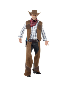 Costume cow-boy (gilet, jambières, bandana et chapeau)