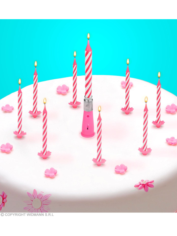 12 bougies roses avec 1 support musicale 