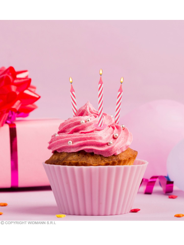 12 bougies roses avec 1 support musicale 