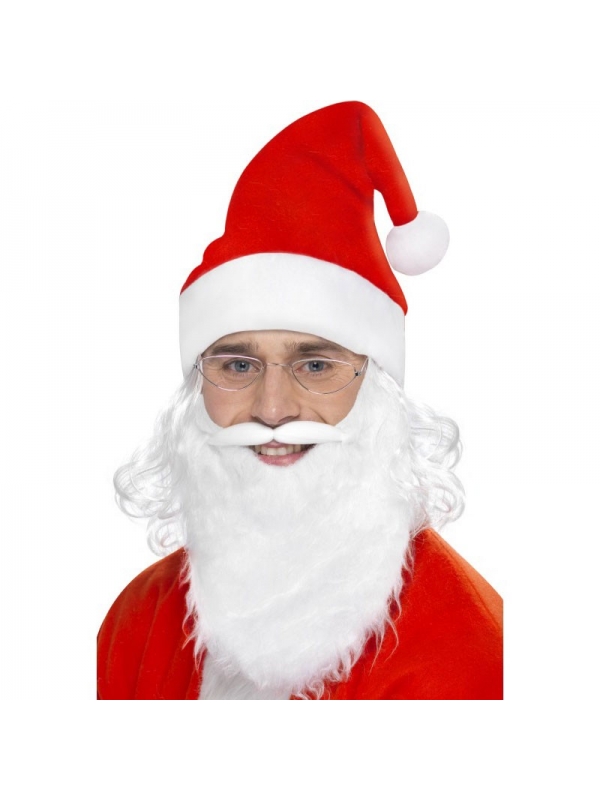 Kit Père Noël Adulte (barbe, lunettes, bonnet avec cheveux)