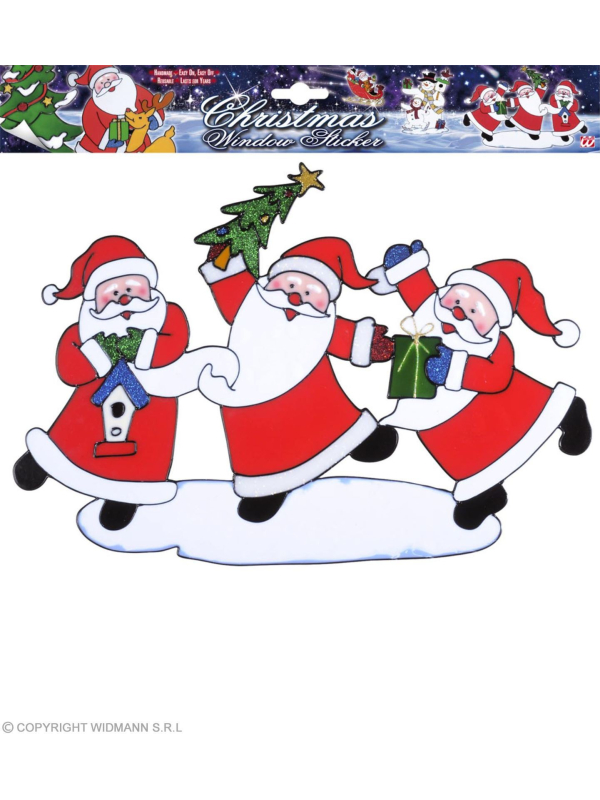 Décoration de fenêtre Trio de Pères Noël  - 40 cm