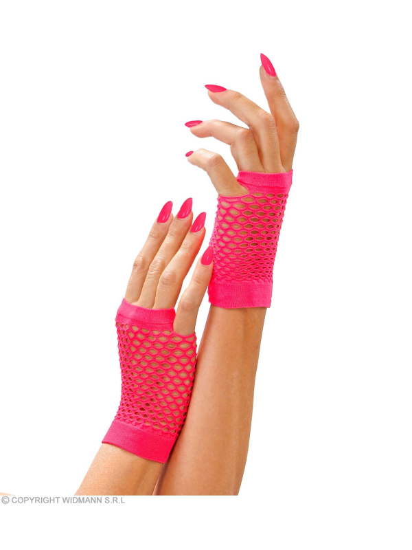 Mitaines filet rose fluo