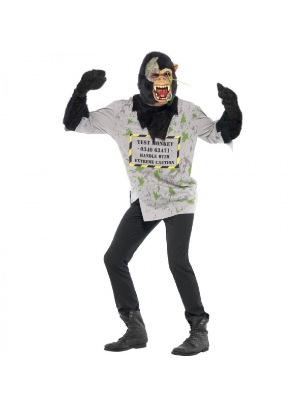 Déguisement singe mutant (haut avec bras en fourrure et masque en latex) | Déguisement Homme