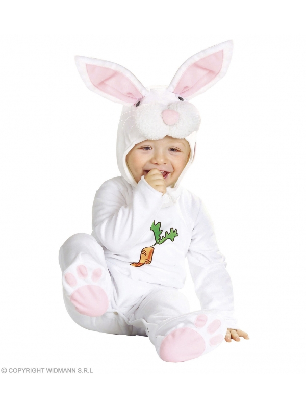 Déguisement lapin blanc bébé (combinaison avec tète de lapin)