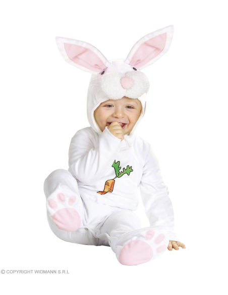 Combinaison Bébé Lapin - Grenouillère + Chapeau Oreilles - Déguisement Pâques, Halloween - Taille 0-18 Mois - Flanelle Douce