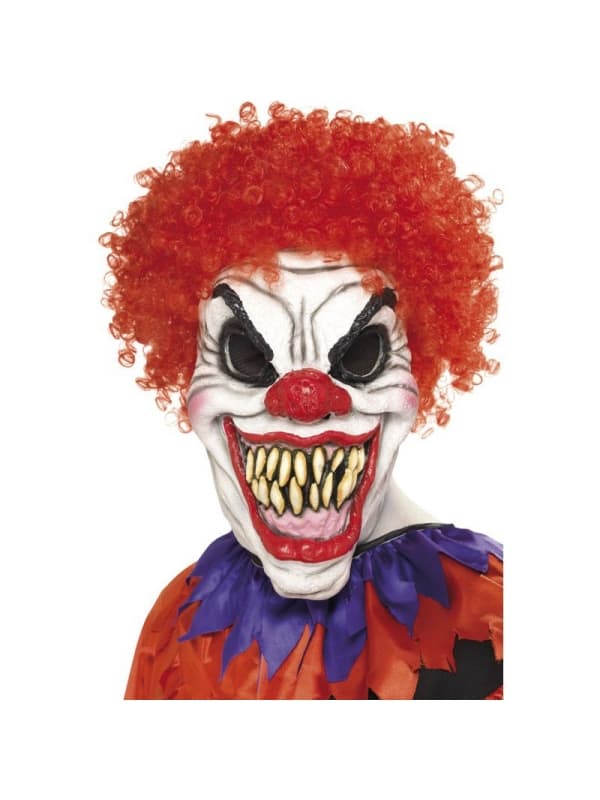 Masque clown horrible avec cheveux rouge (latex)