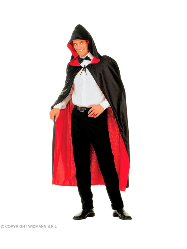 Cape avec capuche double face rouge ou noir- 140 cm