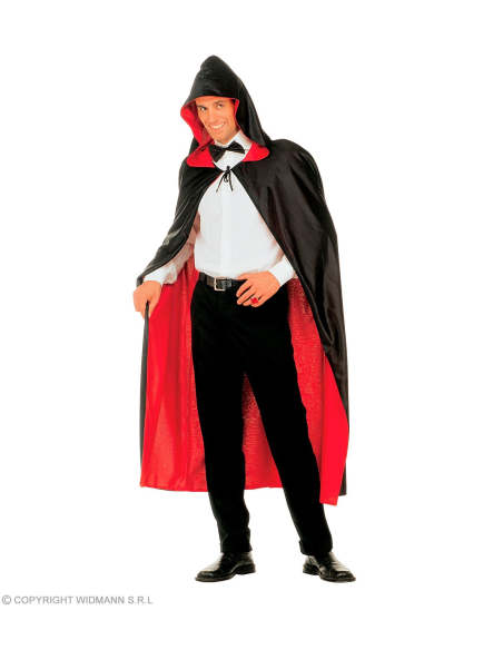 Cape avec capuche double face rouge ou noir- 140 cm