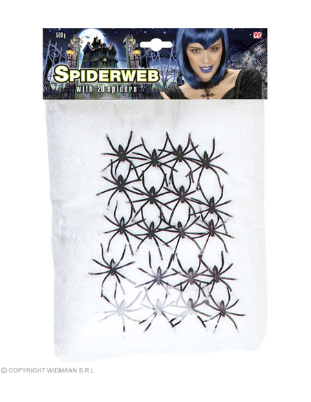 Toile d'araignée avec 20 araignées - 500g