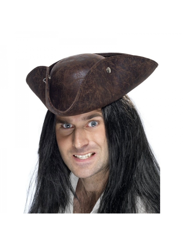 Chapeau tricorne pirate marron | Accessoires