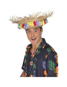 Chapeau paille hawaï avec fleurs | Accessoires