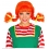 Perruque rousse Fifi avec 2 tresses pliables