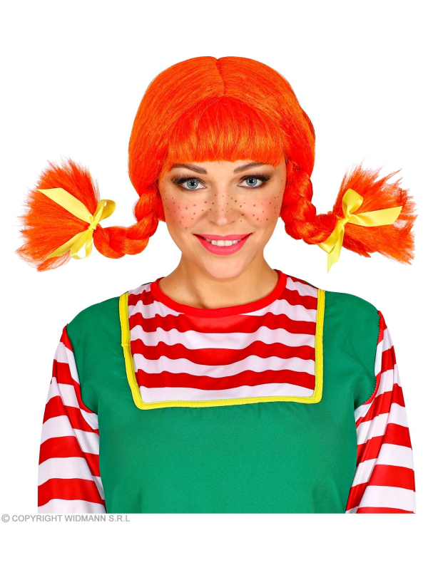 Perruque rousse Fifi avec 2 tresses pliables
