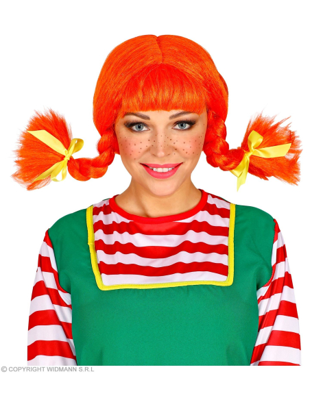 Perruque rousse Fifi avec 2 tresses pliables