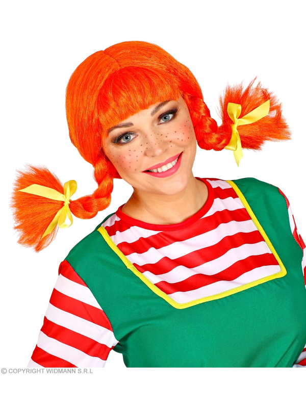 Perruque rousse Fifi avec 2 tresses pliables