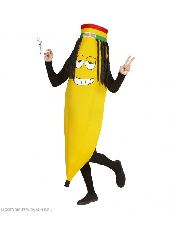 Déguisement banane Rastafari adulte avec dreadlocks
