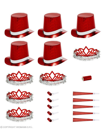 Kit de fête rouge holographique pour 10 personnes