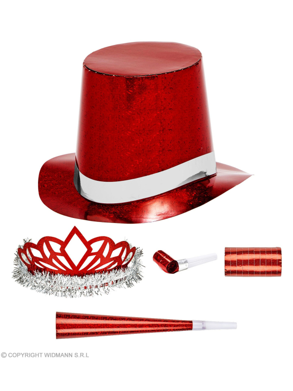Kit de fête rouge holographique pour 10 personnes