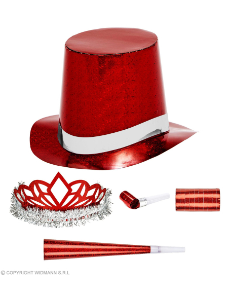 Kit de fête rouge holographique pour 10 personnes