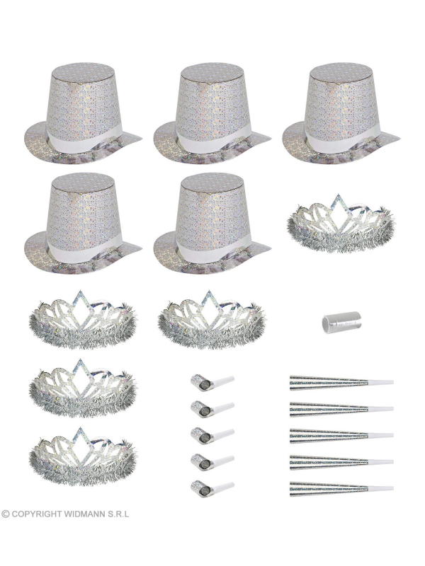 Kit de fête argent holographique pour 10 personnes