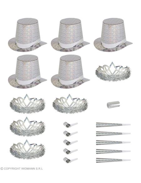 Kit de fête argent holographique pour 10 personnes