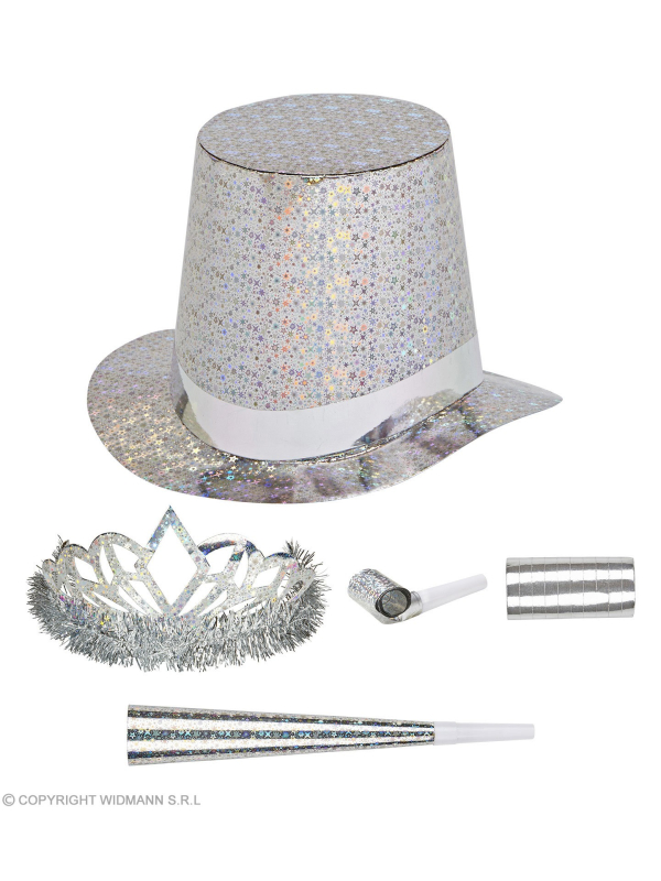 Kit de fête argent holographique pour 10 personnes