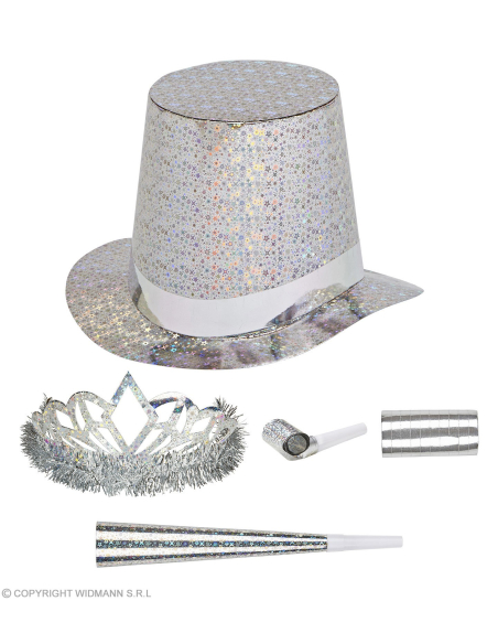 Kit de fête argent holographique pour 10 personnes