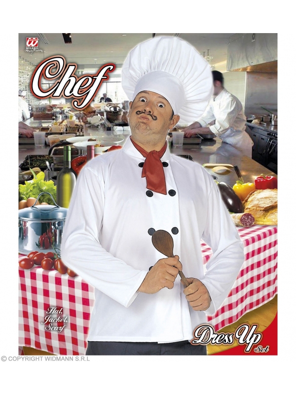 Set Chef cuisinier (veste, toque et foulard)