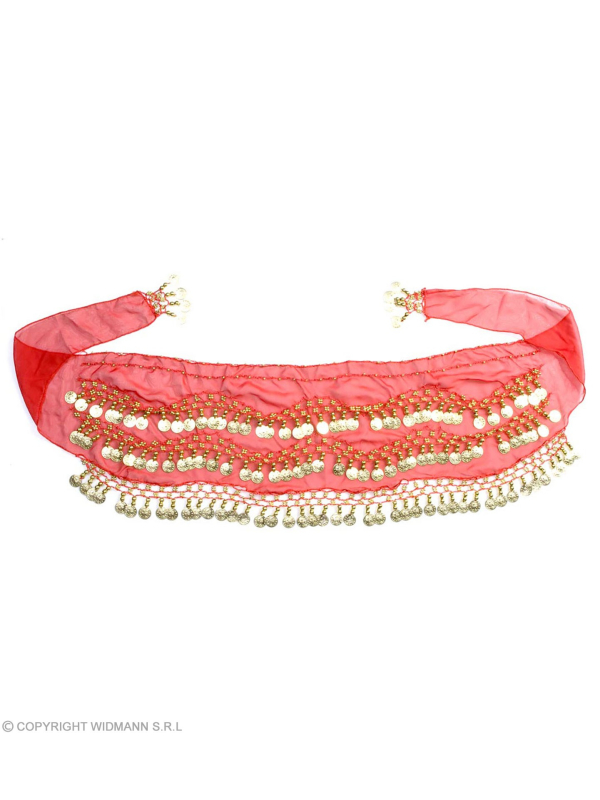 Ceinture/Foulard pour danse orientale rouges avec pièces or)